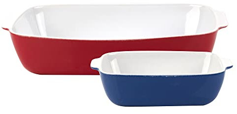 Set 2pc fuente (azul + rojo) loza, colección Rainbow