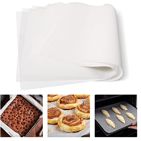 HaWare Large Baking Parchment Paper, 100 Pcs Precut White Greaseproof Paper Sheet for Steaming Cooking Grilling, Healthy& Non-Stick, 50x35 cm, Fit Oven Tray for Bread/Meat/Cookies