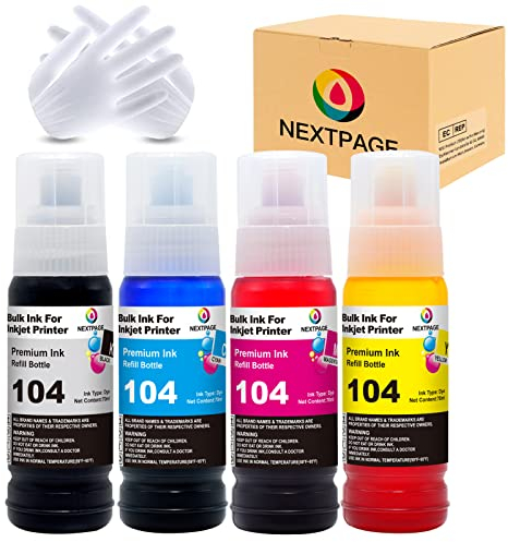 NEXTPAGE Ink Bottles Compatible with ink refill bottles ET-1810 ET-2710 ET-2711 ET-2712 ET-2714 ET-2720 ET-2721 ET-2810 ET-2812 ET-2820 ET-4700 ET-4800 BK C M Y