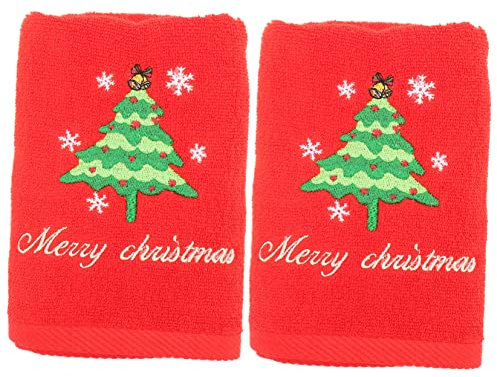 FRCOLOR 2st Weihnachts Handtücher Urlaubsbadetuch Weihnachtsbadetücher Weihnachtliche Waschlappen Weihnachtliche Gästetücher Bestickte Handtücher Reine Baumwolle Sauber Geschirrhandtuch