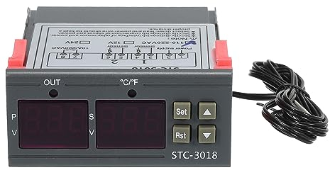 sourcing map AC110-220V LED Digital Temperatur Regler Thermostat Heizung Kühlung -50 bis 120°C STC-3018 Relais Ausgang mit NTC 10K Temperatursonde