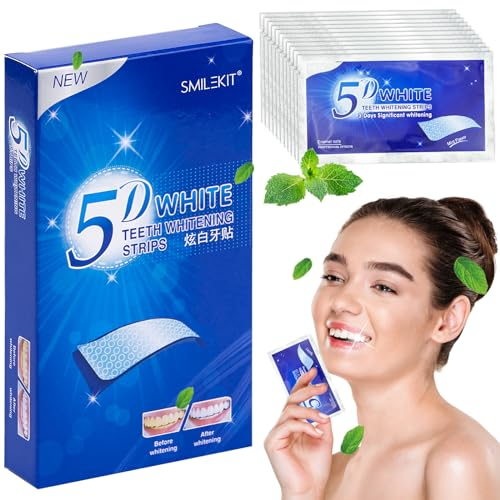 28 Streifen Zahnaufhellung Bleaching Streifen, Teeth Bleaching Stripes, Whitening Strips, Zahnbleaching White Stripes zur Weiße Zähne, Zähne Aufhellen Effektive Gegen Gelbe Zähne