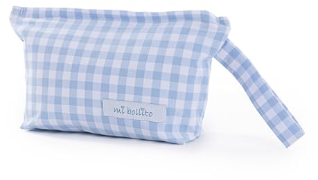 mi bollito - Neceser de Bebé. Pañalera vichi de algodón. Bolso Organizador pequeño para Accesorios de Aseo e higiene del bebé. Práctico y cómodo de Llevar. (Azul)