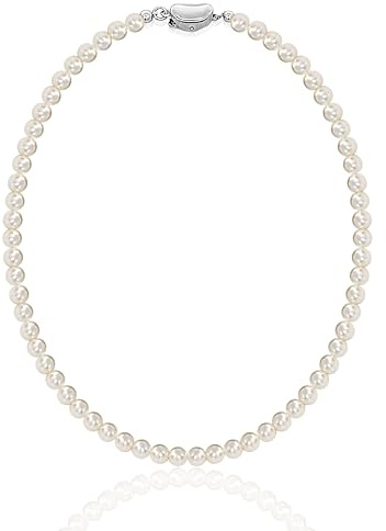 Maison Dianie Collier Ras de cou de Perles cristaux Femme Argent Sterling 925 Collier Mariage Femme Fermoir Claps Argent cadeau anniversaire 4mm 6mm 8mm (8mm)