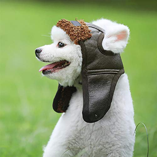 Haustier-Pilotenmütze aus PU-Leder, Genäht, Praktischer Clip, Bequem, Größen, Einfach Anzuziehen, für Kleine, Mittelgroße, Extra