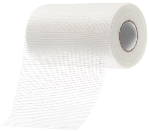 QUARKZMAN Cinta de Fibra de Vidrio 20 cm x 50 m, Autoadhesiva, Malla de Fibra de Vidrio para Reparar Grietas en Paredes (Juego de 1, Blanca)