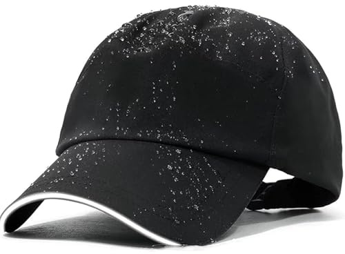 Berretto da baseball impermeabile, regolabile, asciugatura rapida, riflettente, pieghevole, Oneroomone, uomo e donna (23,2 pollici), Nero, Taglia unica