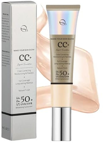 CC Cream with SPF 50+ | Full Coverage Foundation |Color Correcting & Brightening Face Cream | Skin Tone Adjusting for a Natural Glow