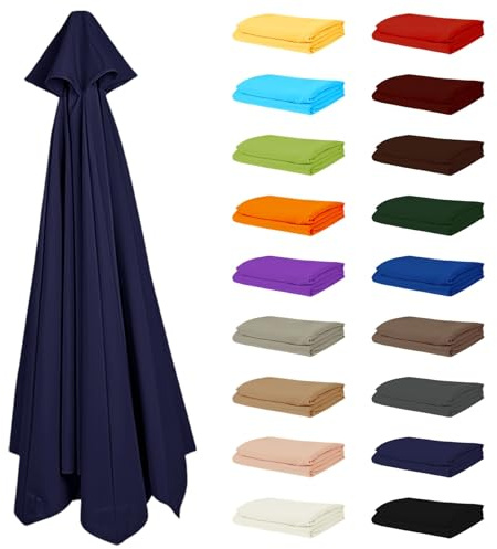 Telo di ricambio per Parassole, Copertura di Sostituzione per Ombrellone a 6/8 Stecche, Tessuto in Poliestere anti-ultravioletto e Impermeabile, Solo Tettoia, Il telaio non è incluso(Navy blue,10FT/3.