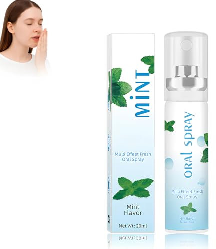 Spray Alito Fresco Cattivo 20ml, Spray per l'Lgiene Orale, Elimina All'istante L'Alito Cattivo e la Bocca Secca, Antibatterico, Rinfrescante 'Alito Per L'Igiene Orale - Menta