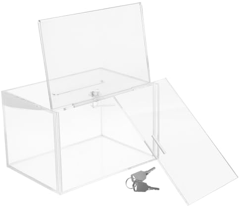 Alipis Scatola per Donazioni in Acrilico Trasparente Urna Elettorale Fessura per Schede e Denaro Contenitore per Fondi e Suggerimenti 12 X 158 X 205 CM Uso Ufficio e Pubblico