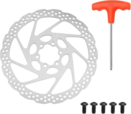 Cykelbromsskiva set 180 mm RT56 CNC skivbroms rostfritt stål skivbroms med 6 hål och T25 skruvar och nycklar cykel bromsskivor kompatibla med Shimano MTB mountainbike vägcykel