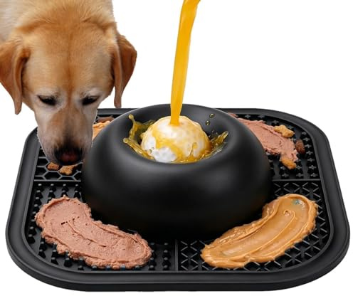 Hundslickboll Halkfri Silikon Berikningsleksak Slow Feeder | Hund Flytande Godisskål Slickmatta för Små MedelRaser och , Flytande Blötmat, Husdjursgodis, Yoghurt, Köttpuré
