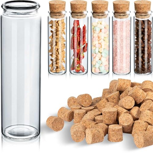Tuuters 100x Reagenzgläschen mit Korken (Dunkelbraun), hochwertige Rollrandgläser für Gastgeschenke (100 x Ø 30mm)