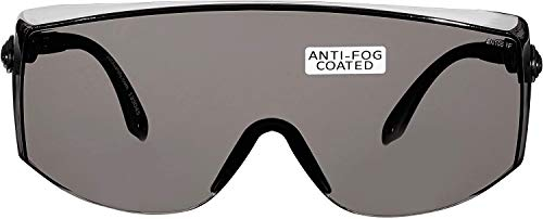 voltX 'OVERSPECS' Large Size, Industrial Safety Over Glasses - UKCA & CE EN166f certified (Smoke Lens), individually adjustable temples, antifog, scratch resistant, UV400 protection
