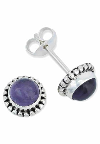 orecchini a bottone in argento 925 con pietra preziosa viola ametista orecchini in vero argento sterling da donna regalo