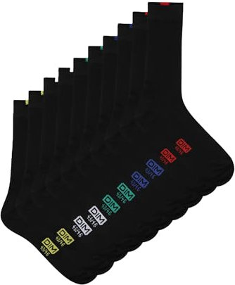 DIM Chaussettes Homme EcoDIM Talon/Pointes Renforcés x5, Noir, 43-46