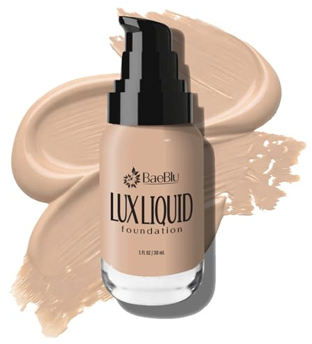 BaeBlu Organic Aloe-Based LUX Liquid Foundation, Natural Vegan Gluten-Free Made in USA, Nutmeg