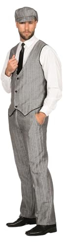 WILBERS & WILBERS 20er Jahre Peaky Blinders Anzug Schwarz-Weiß Lange Hose Weste Mütze Schiebermütze The Roaring Twenties 20's, Größe:58
