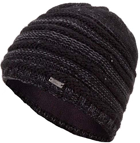 Faera Gorro de Invierno cálido Forro Polar Gorro de Invierno de Punto Gorro de Punto Hombre Mujer Talla única, Color:Negro