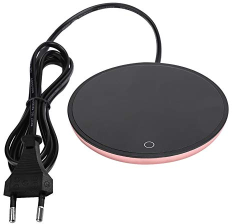 Wifehelper Chauffe-théières Tapis Chauffant Tactile Coupe Imperméable à l'eau Chaud Pad pour Café Chauffe Thé Boissons au Lait(EU Plug 220V-Or)
