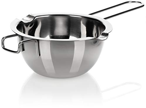 com-four® Pentola a bagnomaria - ciotola di fusione con 2 beccucci - ciotola di fusione a bagnomaria resistente - acciaio inossidabile - lavabile in lavastoviglie (01 pezzo - 400 ml)