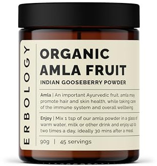 Erbology Polvere di Bacche di Amla 100% Bio 90 g - Supporto Immunitario - Rigenerazione della Pelle e dei Capelli - Ricca di Vitamina C - Direttamente dalla Fattoria - Vegana e Senza Glutine - Non OGM