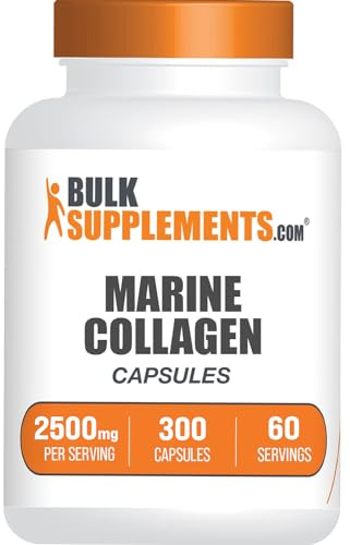 BulkSupplements.com Marine Collagen Capsules - Fish Collagen Supplement, Collagen for Women & Men - Hydrolyzed Collagen, Gluten Free, 5 Capsules per Serving, 300 Capsules (Pack of 1)