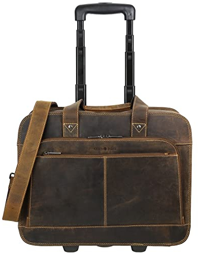 Greenburry Carro de negocios vintage de 2 ruedas con compartimento para portátil de 33 cm, marrón, talla única