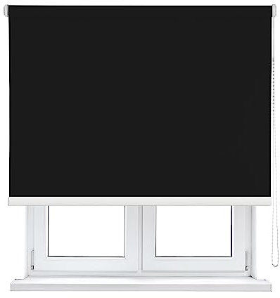 Estor Enrollable Translúcido Liso - Persiana 100% Poliéster Resistente a la Humedad y Los Rayos UV, Instalación Sencillo 120X200CM (Negro)