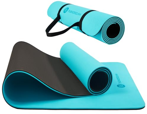 TASHIDROLMA Yogamatte Rutschfest, TPE Gymnastikmatte Mit Tragegurt, Sportmatte Für Fitnessstudio, Zuhause, Reisen, 183x61cm Dicke 6 mm