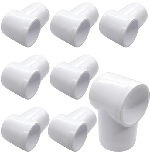 ANPTGHT 3/4“ Slip Tee PVC Fitting, Furniture Grade PVC DIY Connector for Building Furniture Greenhouse Shed Pipe Fittings Tent Connection (Pack of 8)