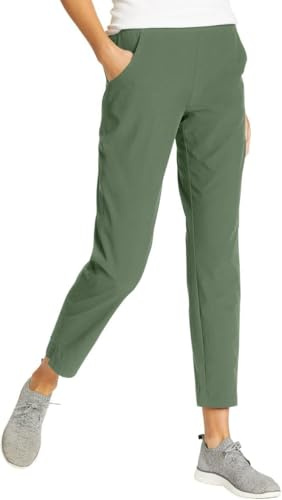 Eddie Bauer Reisehose für Damen, leicht, elastischer Bund, Knöchelhose, Grün, X-Groß