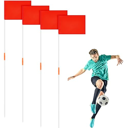 HunnmingRe 67 Soccer Corner Flags Set of 4 with Soccer Agility Poles 12.4 x 9.65 Football Field Corner Flags Training Poles for Outdoor Sports Rugby Field Hockey Training Practice Equipment