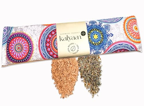 KALYAAN Plus - Cuscino Termico Cervicale - Cuscino Riscaldante Microonde (45x12cm) Scaldino da Microonde - Freddo e Caldo – Cuscinetto con Semi - cuscino noccioli ciliegia (Blu)