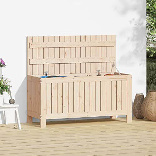 Gecheer Scatola di immagazzinaggio da giardino, 108 x 42,5 x 54 cm, in legno massello di pino, per esterni, organizer di attrezzi da giardino, cassapanca per cuscini per balcone, piscina, terrazza