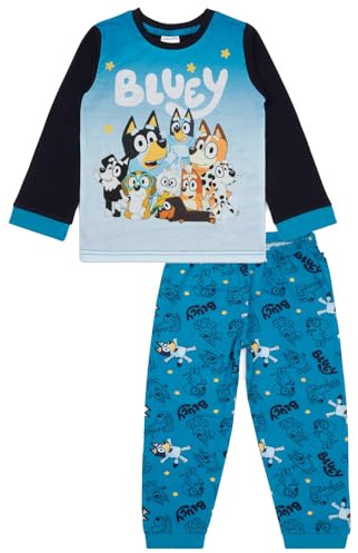 Bluey Kids Pyjamas Boys – Long Sleeve PJs Set with Character Print Top & All Over Print Bottoms – Cotton Sleepwear Ages 2–8 (2-3) Blue