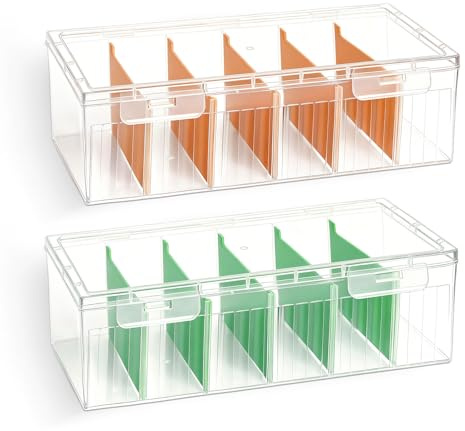 2 scatole per schede formato A8, con divisori rimovibili, con coperchio per fino a 600 carte per ufficio, scuole e casa