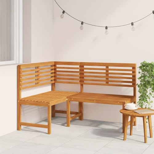 SKTQYQO Panca da Giardino ad Angolo 140 cm in Legno Massello di Acacia con Seduta Ampia per Esterni, Panca Angolare Resistente e Stabile per Terrazza Balcone, Finitura a Olio