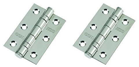 Door Hinge 3 75mm Ball Bearing Hinges Polished Chrome Suit Internal Doors Pair