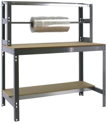 Simon Rack Banco de Trabajo Taller, Capacidad Carga 400 kg, 1445x910x760 mm, Mesa de Trabajo, Gris/Madera - BT4