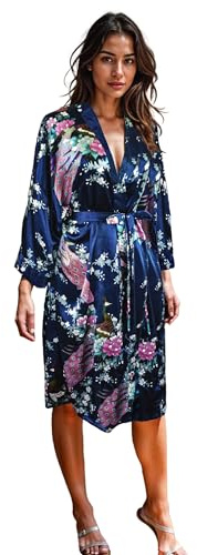 CCcollections Long Kimono Robe for Women’s | Premium Peacock Long Bridesmaid Robe | Ideal for, Bridal Shower, Anniversary & Birthday Women’s Gift
