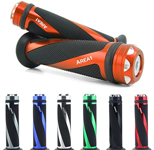 Area1 universal Motorrad Motorroller Lenkergriffe orange 2 Stück 22/24mm für z.B. Duke 125 390 790 990 Duke R 690 890, Super Duke 990 1290 1390, SMC/R Supermoto/Enduro, Adventure SMT EXC-F, SX-F, SX,