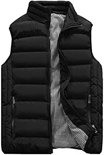 XinYangNi Men's Puffer Vest Water-Resistant winter outdoor Zipper Sleeveless Warm puffey jacket Black US M