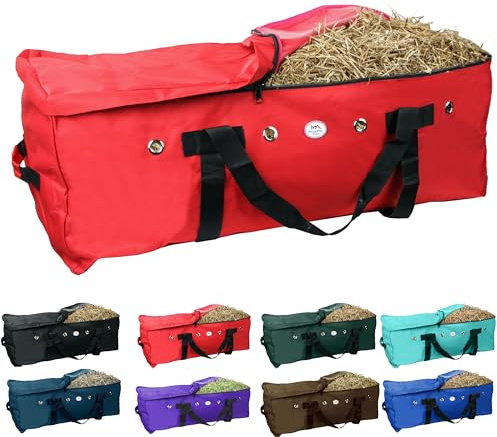 Majestic Ally 1200 D Nylon Fabric Large 44” x 20” x 16” and Extra Large 52 x 27 x21 Heavy-Duty Hay Bale Storage Bag (Red, Large)
