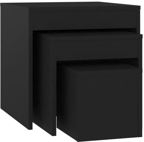 vidaXL 3x Nesting Tables Home Living Room Furniture Accessories Modern Accent Side End Sofa Table Nest of Table Unit Chipboard Black