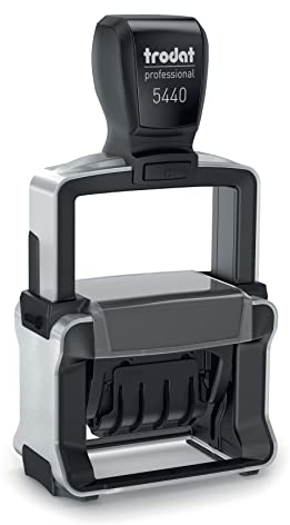 Trodat Professional Datumsstempel 5440 – Stempel Personalisiert mit Datum und Wunschtext, Selbstfärbend, 4 Zeilen, 49x28 mm, Abdruck einfarbig