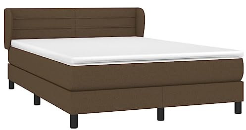 vidaXL Boxspringbett mit Matratze Doppelbett Polsterbett Bett Bettgestell Hotelbett Bettrahmen Lattenrost Schlafzimmerbett Dunkelbraun 140x200cm Stoff