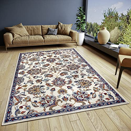 Hanse Home Caracci Tappeto orientale – Runner classico a trama fitta con ornamenti e motivi floreali, morbido pelo corto, per camera da letto, sala da pranzo, soggiorno, corridoio, cucina, crema, 80 x