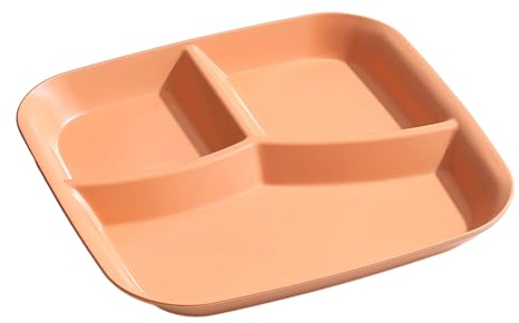 Piatto piano rettangolare a 3 scomparti con polipropilene per uso alimentare, lavabile in lavastoviglie, per adulti e bambini, per colazione, spuntino, verdura, pasto da portata, forniture da cucina,